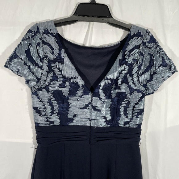 NEW JS COLLECTIONS [ 4 ] Mixed Media Soutache Midi‎ Dress In Navy - Picture 11 of 12